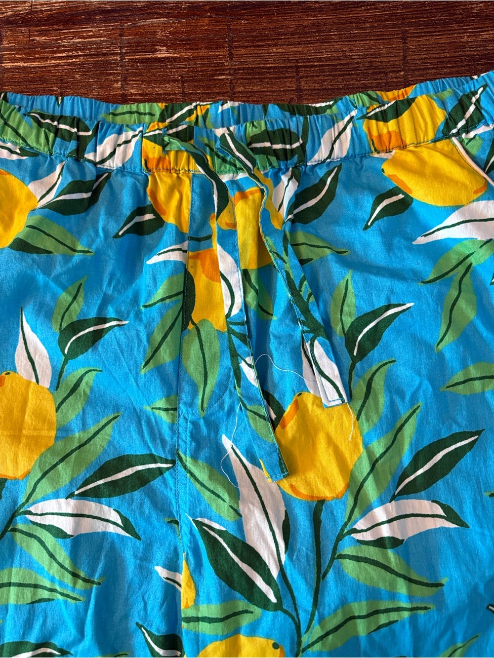 Print Fresh Pajama Set Womens Medium Blue Lemon Print Organic Cotton - Picture 4 of 12